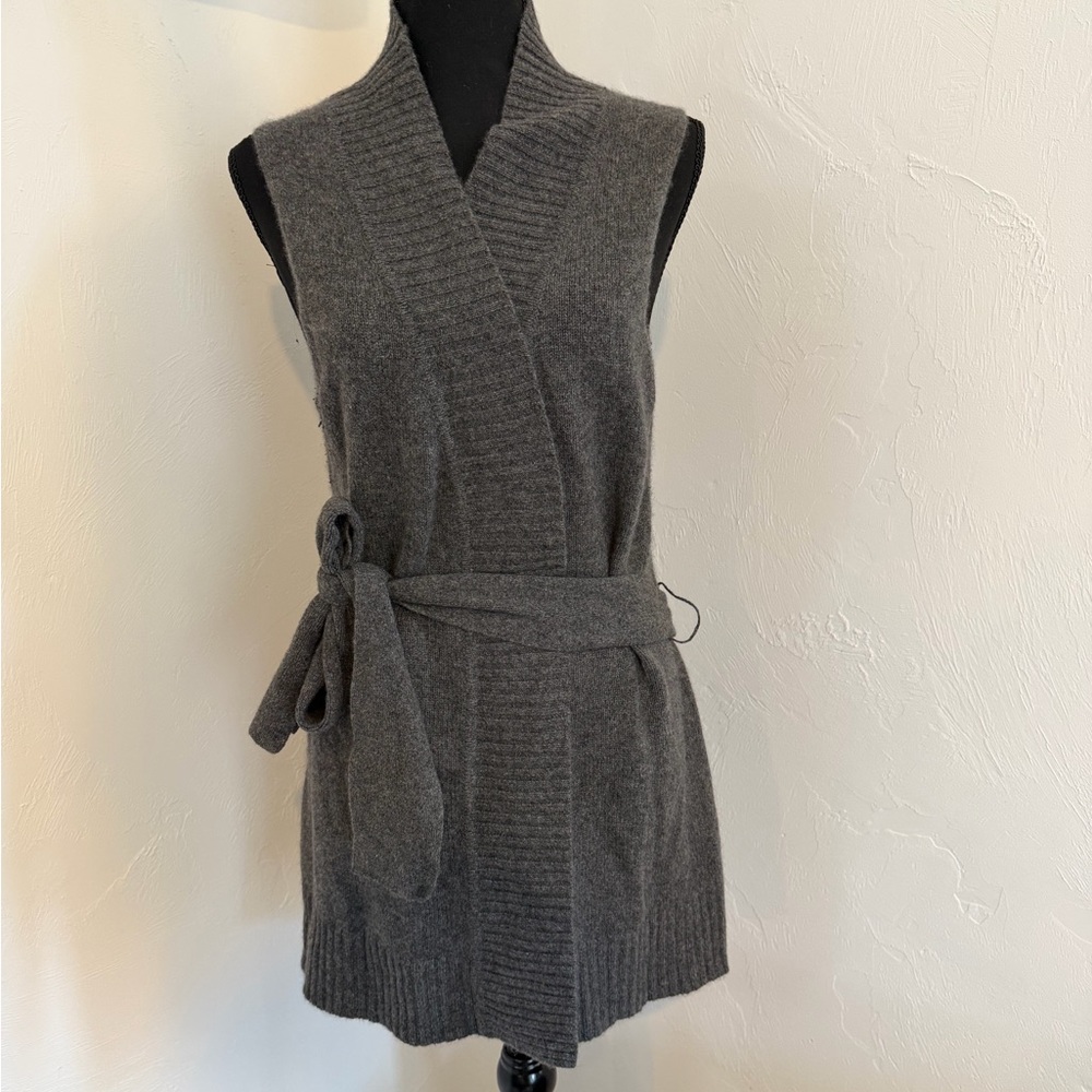Gray Sleeveless Wrap Sweater Vest